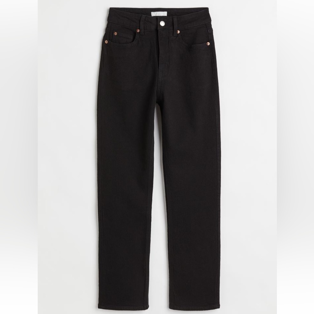 NWOT H&M high waisted straight leg black jeans